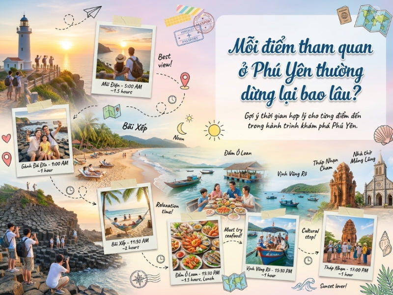 Mỗi điểm tham quan ở Phú Yên thường dừng lại bao lâu?