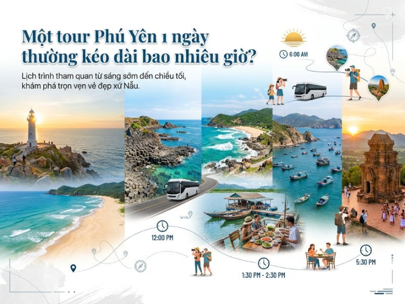 Một tour Phú Yên 1 ngày thường kéo dài bao nhiêu giờ?