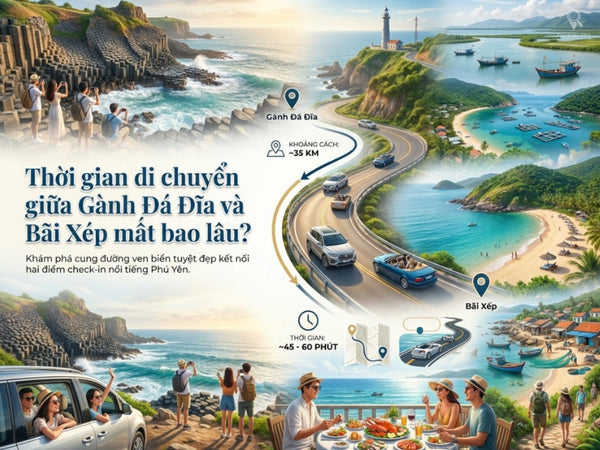 Thời gian di chuyển giữa Gành Đá Đĩa và Bãi Xép mất bao lâu?