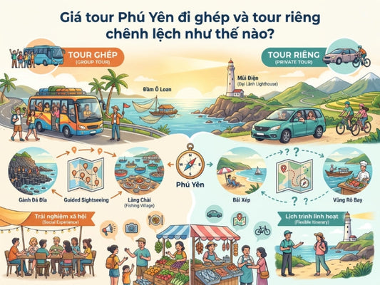 Giá tour Phú Yên đi ghép và tour riêng chênh lệch như thế nào?