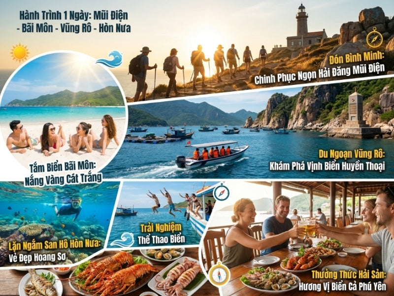 Tour Bãi Môn - Mũi Điện - Vũng Rô - Hòn Nưa 1 ngày