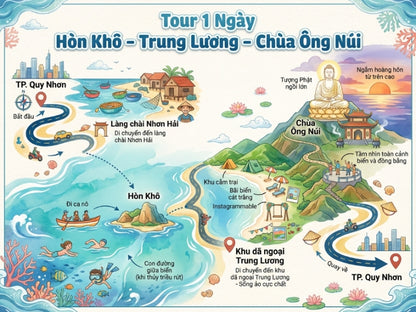 Tour Hòn Khô - Trung Lương - Chùa Ông Núi 1 Ngày